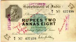Rupees Two and Annas Eight - Obverse