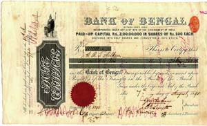 Image of The Bank of Bengal Share Certificate