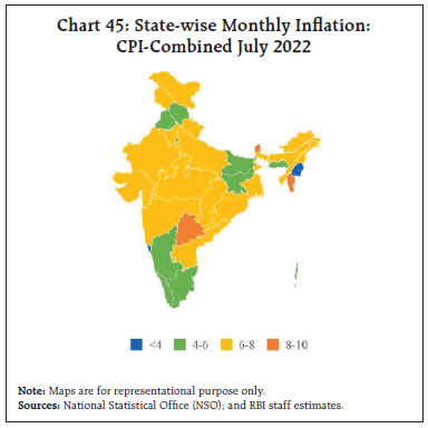 Chart 45: State-wise Monthly Inflation:CPI-Combined July 2022