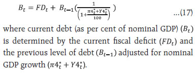 Debt accumulation dynamics is modelled as follows:
