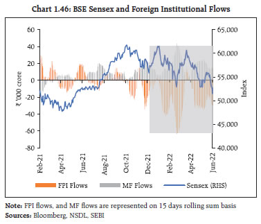 Chart 1.46: BSE Sensex and Foreign Institutional Flows