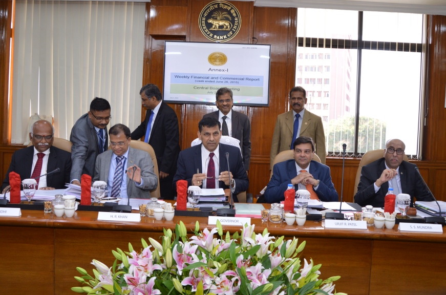 Dr. Raghuram G. Rajan, Governor along with Deputy Governors at the RBI Board meeting in Chennai
